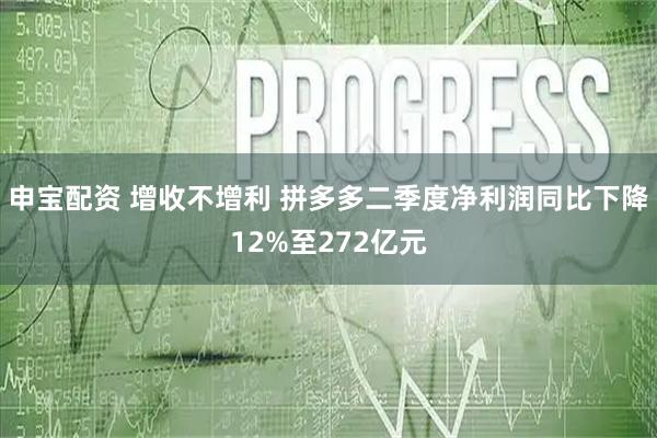 申宝配资 增收不增利 拼多多二季度净利润同比下降12%至272亿元