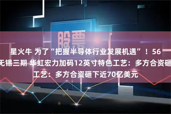 星火牛 为了“把握半导体行业发展机遇” ！56亿元募资改道无锡三期 华虹宏力加码12英寸特色工艺：多方合资砸下近70亿美元